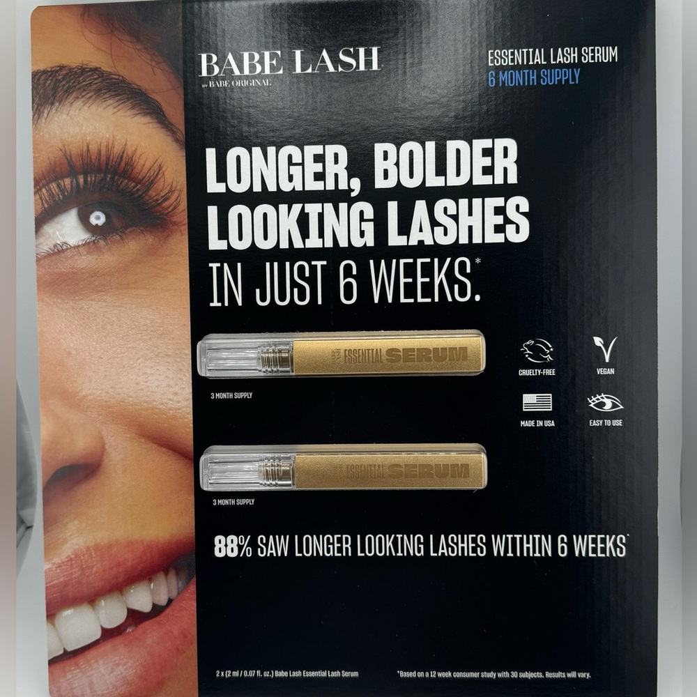 BABE LASH By Babe Original Essential Lash Serum 2X 2ml 6 Month Supply NEW in Box